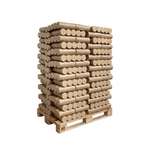 Laden Sie das Bild in den Galerie-Viewer, Heizfuxx Nestro XL Blau Hartholzbriketts 960 kg Palette 96x10 kg Rundbriketts Heizwert ≥4,8 kWh/kg