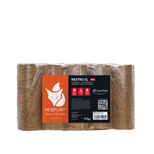 Laden Sie das Bild in den Galerie-Viewer, Heizfuxx Nestro XL Rot Hartholzbriketts 960 kg Palette 96x10 kg Rundbriketts Heizwert ≥4,8 kWh/kg