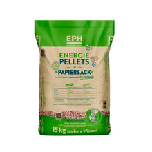 Laden Sie das Bild in den Galerie-Viewer, EPH Holzpellets ENplus A1 975 kg Palette 65x15 kg 6 mm Nadelholz Heizwert ≥4,6 kWh/kg