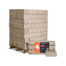 Laden Sie das Bild in den Galerie-Viewer, Heizfuxx RUF Holzbriketts Hartholz 960 kg Palette (96×10 kg) Heizwert ≥4,8 kWh/kg Kaminbriketts RUF-Form