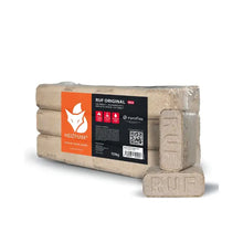 Laden Sie das Bild in den Galerie-Viewer, Heizfuxx RUF Holzbriketts Hartholz 960 kg Palette (96×10 kg) Heizwert ≥4,8 kWh/kg Kaminbriketts RUF-Form