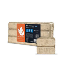 Laden Sie das Bild in den Galerie-Viewer, Heizfuxx RUF Original Blue Holzbriketts Hartholz RUF-Form Heizwert ≥4,8 kWh/kg Premium Kaminbriketts