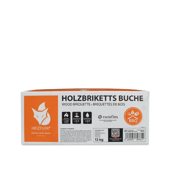 Heizfuxx Nestro Hartholzbriketts M 972 kg Palette 81x12 kg Rundbriketts Heizwert ≥4,8 kWh/kg
