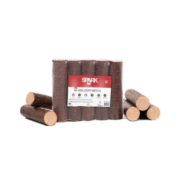 Spark Hartholzbriketts Buche Rund 960 kg Palette 96x10 kg Kaminbriketts Heizwert ≥4,8 kWh/kg