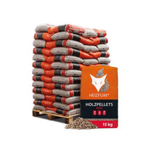 Laden Sie das Bild in den Galerie-Viewer, Heizfuxx Holzpellets Red ENplus A1 975 kg Palette 65x15 kg 6 mm Nadelholz Heizwert ≥4,6 kWh/kg